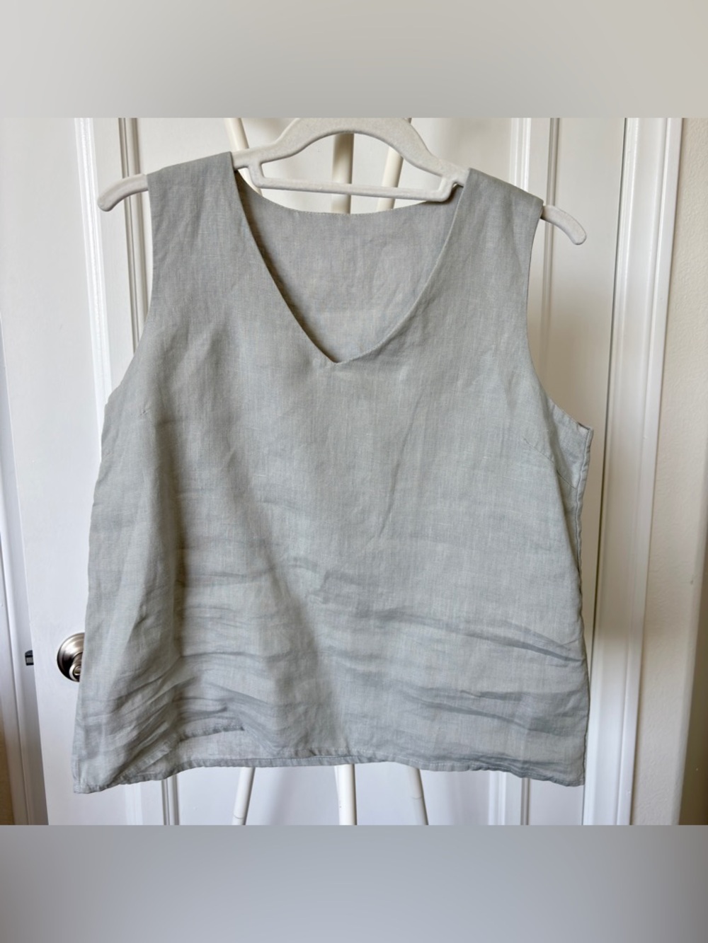 Pale Blue Linen Blouse Size M